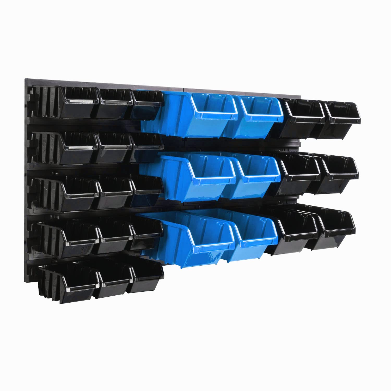Sistema de almacenamiento de pared, 770 x 390 mm, 27 unidades, cajas apilables, cajas de almacenamiento estantes de pared extrafuertes, ampliables, estantería de taller
