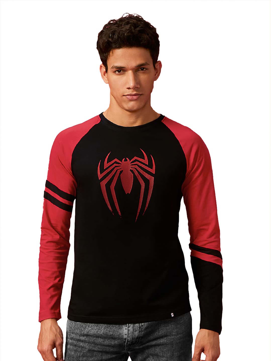 The Souled Store Spider-Man: Web Crawler Mens and Boys Graphic Printed Cotton Full Sleeve T-Shirts Multi-Colored