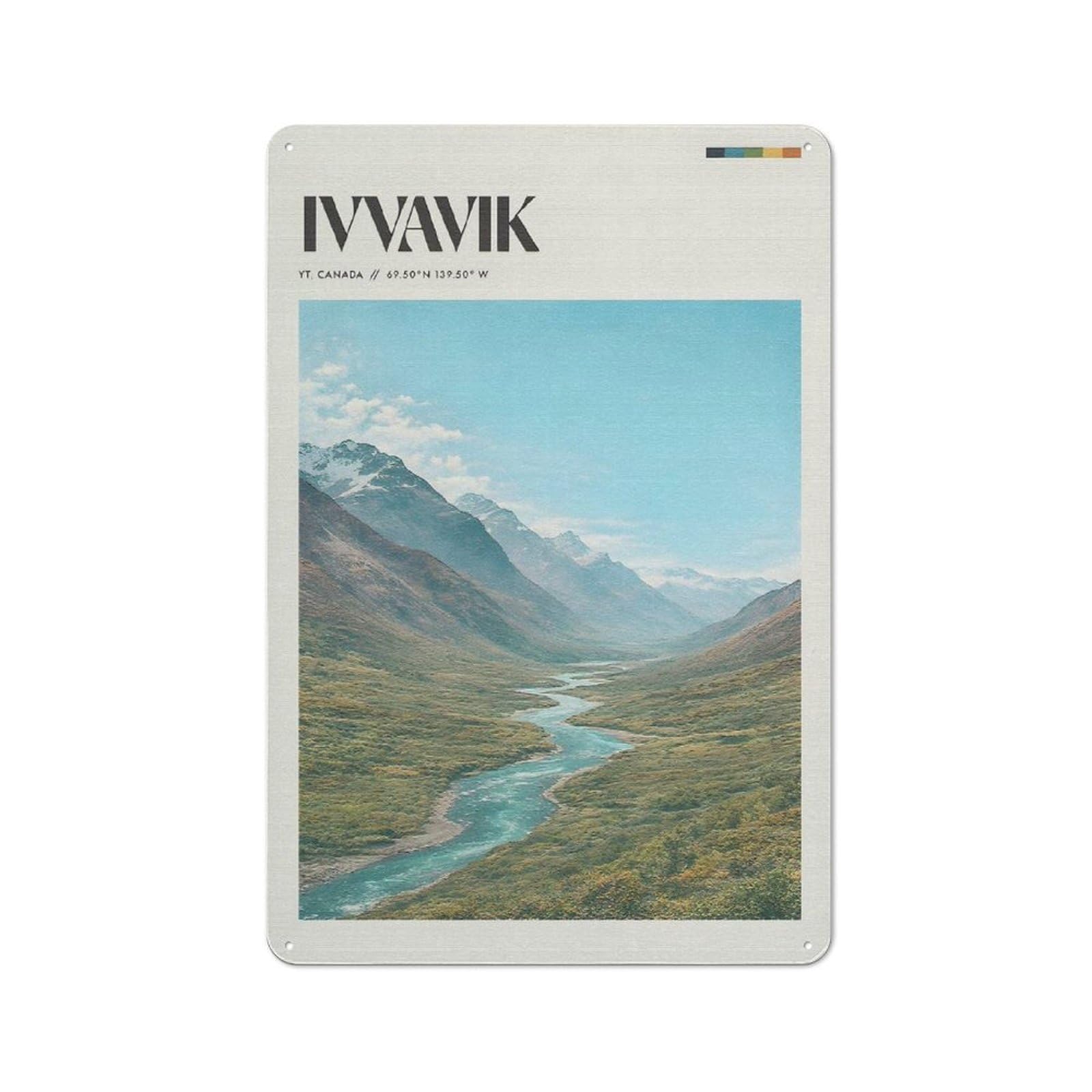 Metal Wall Plaque with Ivavvik National Park Landscape Design 30x20cm, Simple Retro Studio Wall Plaque for Hobby Room, Office, Lounge Or Living Room