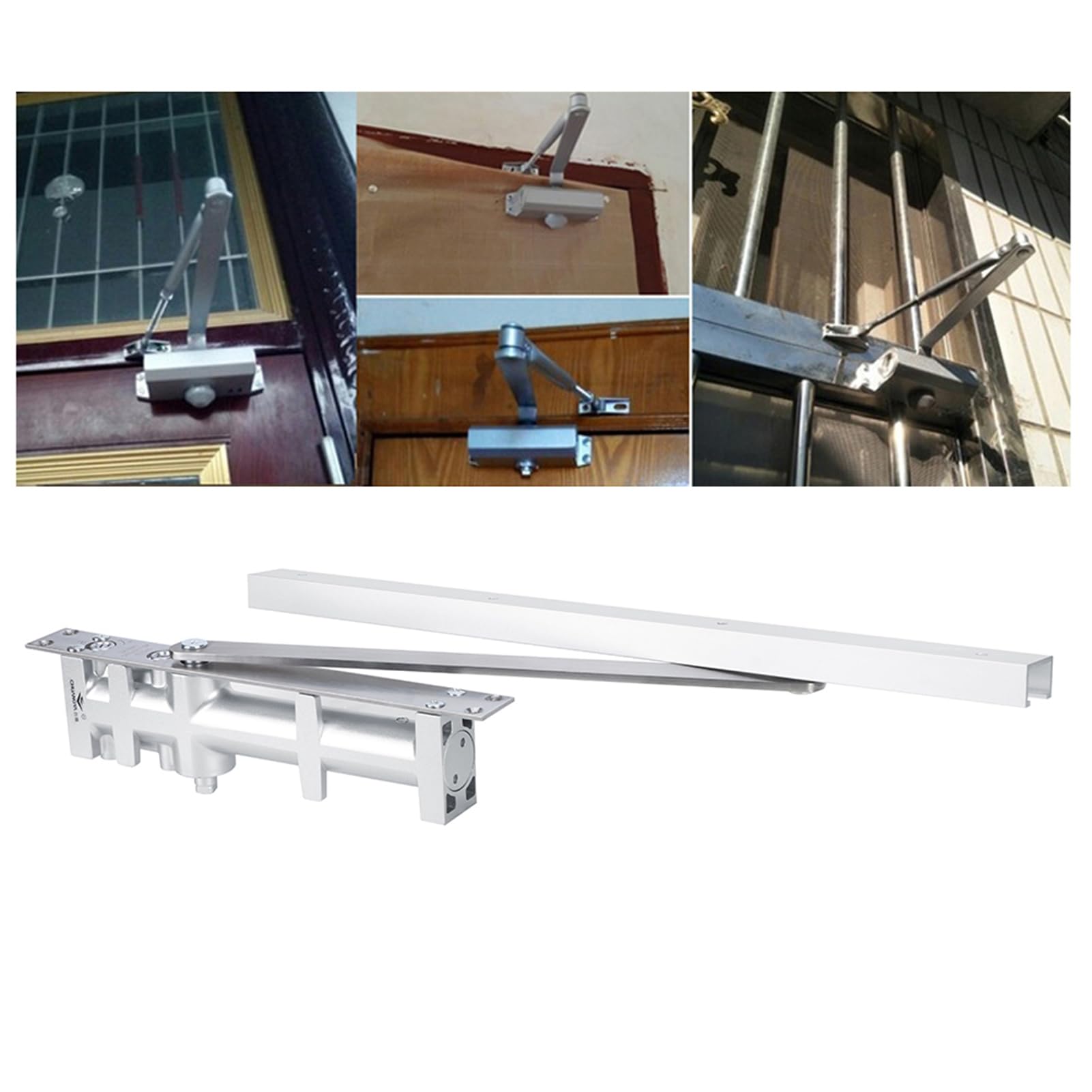 Aluminiowy samozamykacz do drzwi z automatycznym pozycjonowaniem, ukryty bufor hydrauliczny, okucia sprzętowe 80 kg