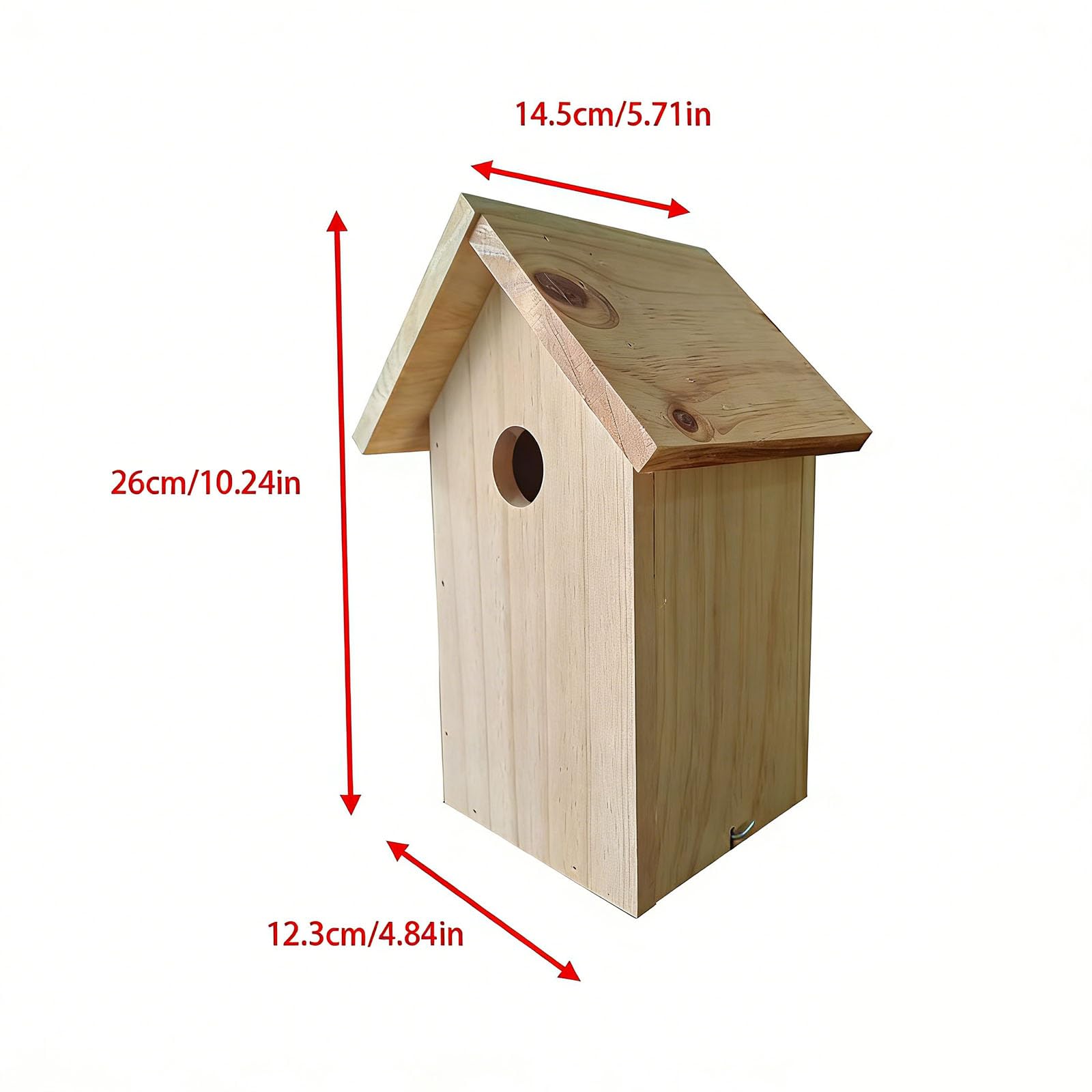 Genérico Casita para Pájaros De Madera Natural, Fabricada En Pino con Un Diseño Resistente A La Intemperie, Superficie Pintada Personalizable, Entrada De 3 Cm + Dimensiones De 26 X 14,5 X 12,3 Cm