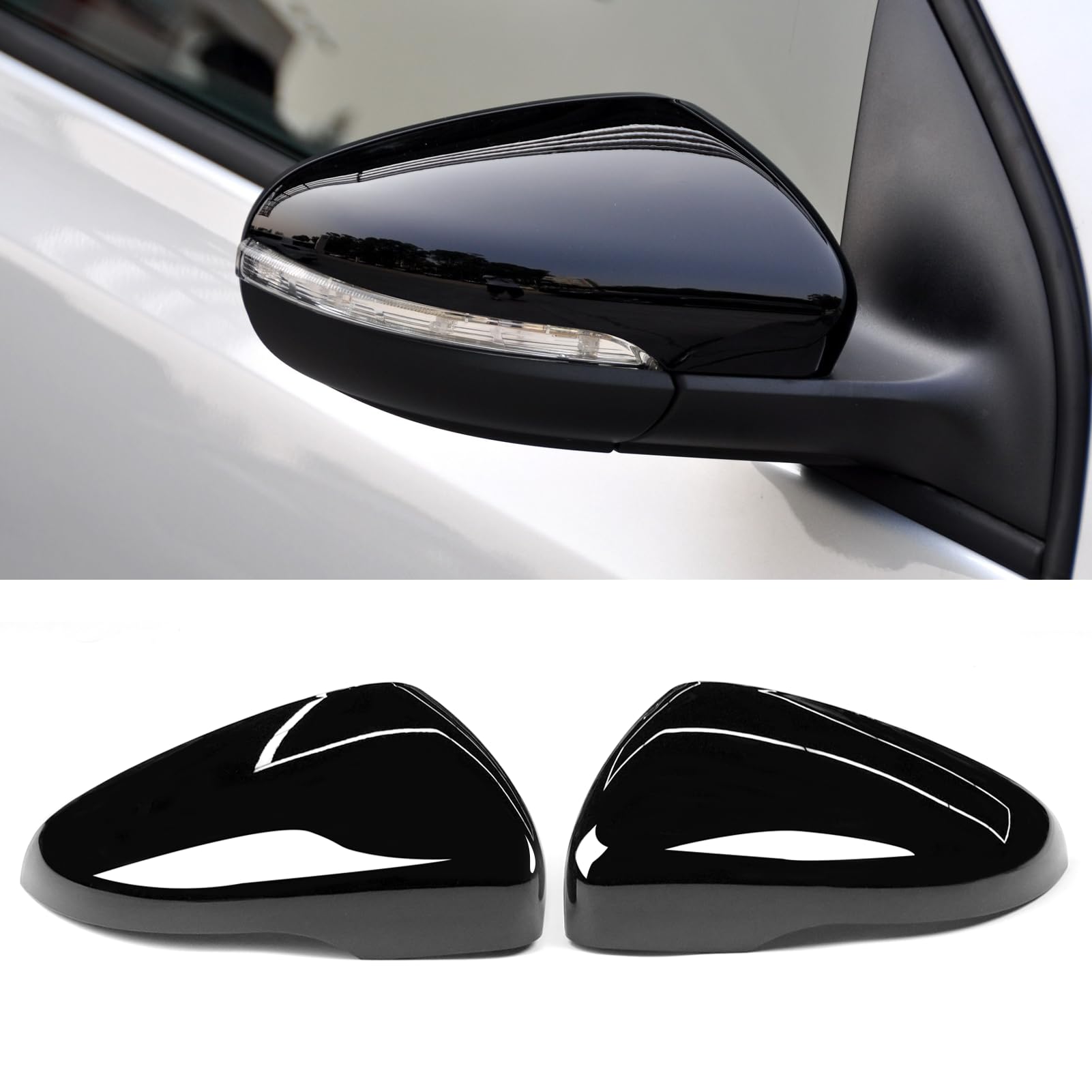 TTCR-II 2PCS Compatibile con Calotte Specchietti VW GOLF 6/GTI 6/Touran 1T3 | 2009-2014 GOLF MK6 Copri Specchietto Sinistra+Destra Coperchio Specchio Retrovisore Touran 1T3 Tappi Specchietti-Nero
