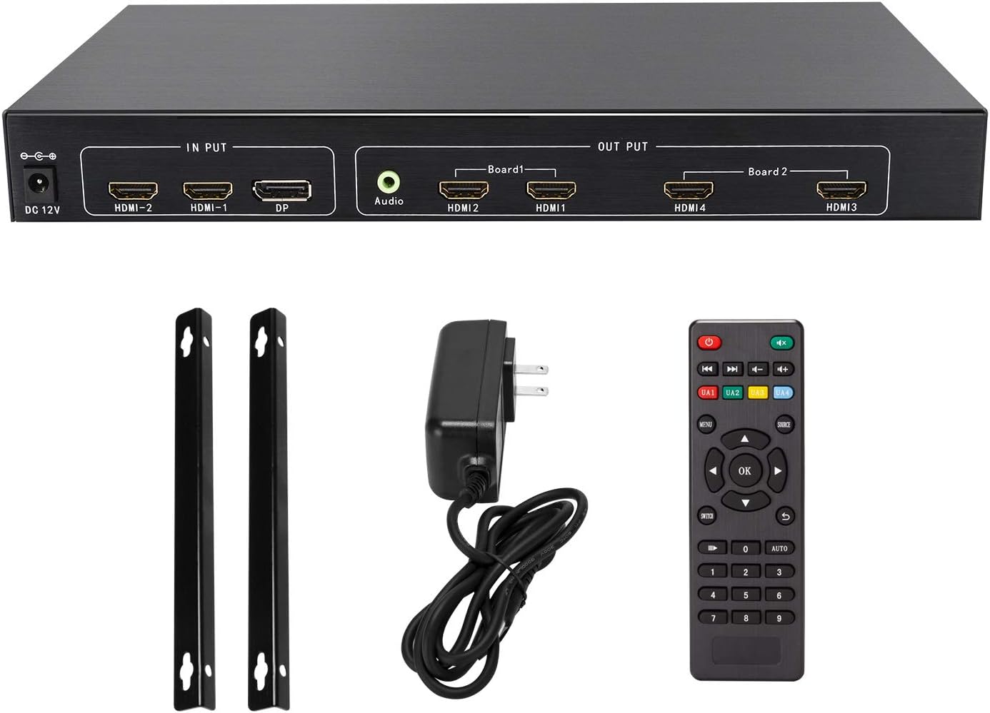 Hot Deals 2X2 4K Video Wall Controller, LED/LCD Image Processor Support 3840x2160@60Hz Out Put and DP 1.2 Input with RS232 Control for 4 TV Splicing