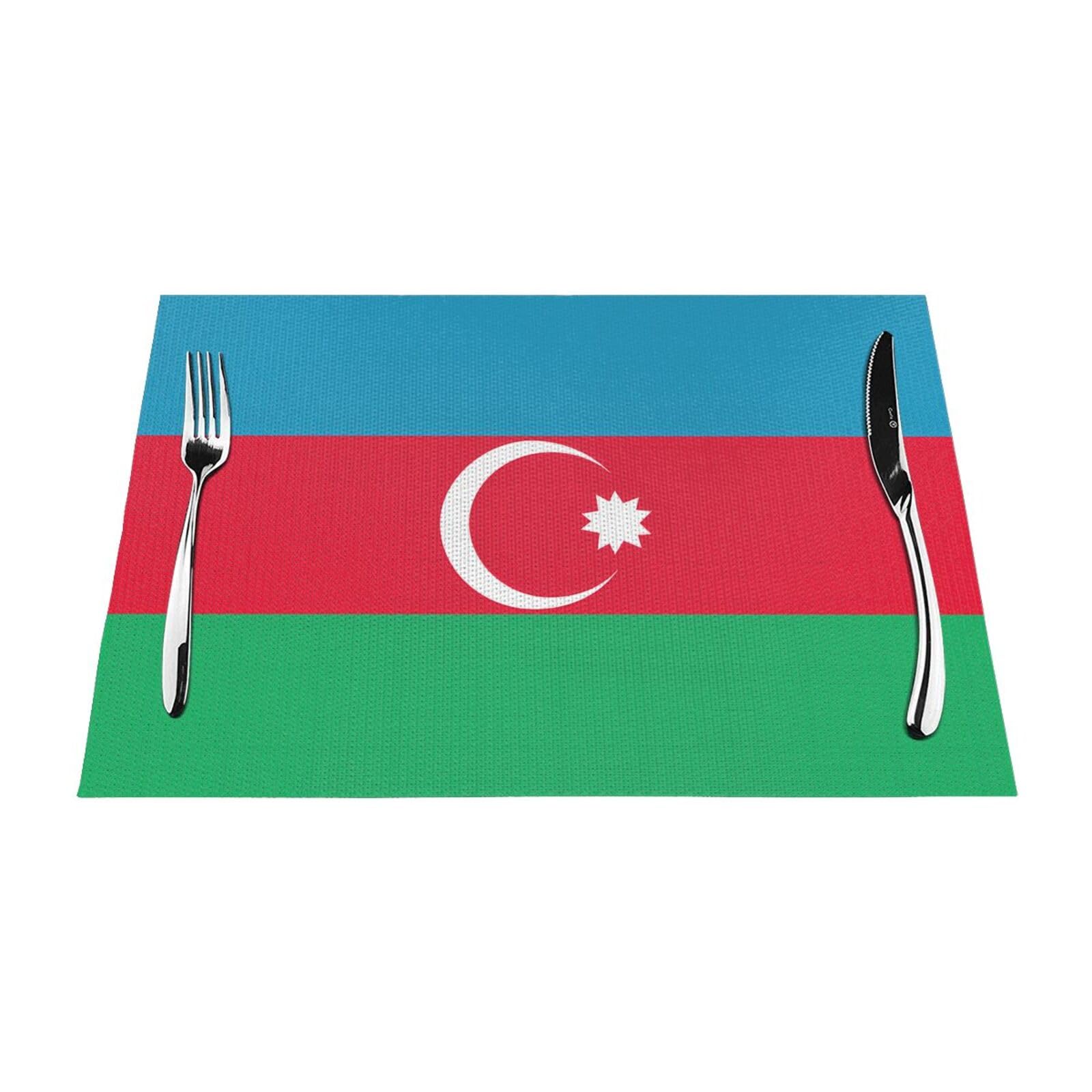 Flag of Azerbaijan 6 Pcs Patterned Woven Placemats are Non-Slip and Heat-Resistant and Complement Any Table
