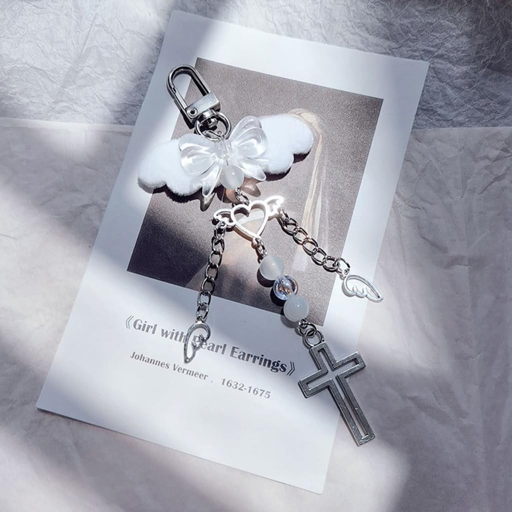 Cross Bowknot Angel Wing Hanging Pendant Phone Strap Cute Bag Decoration