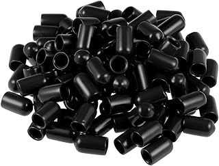 uxcell 100pcs Rubber End Caps 7mm ID Vinyl Round Tube Bolt Cap Cover Screw Thread Protectors Black