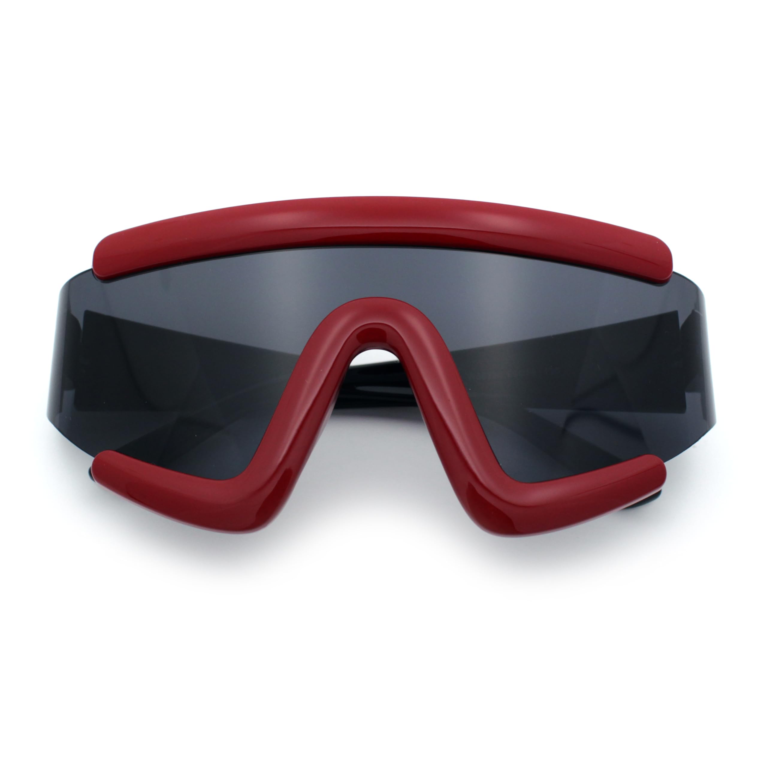 Thick Bubble Plastic Frame Oversize Shield Rectangular Sport Sunglasses