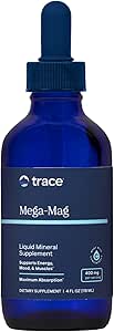 Trace Minerals | Mega-Mag 400 mg Liquid Magnesium Chloride | Supports Normal Muscle Function | 30 Servings, 4 fl oz (1 Pack)