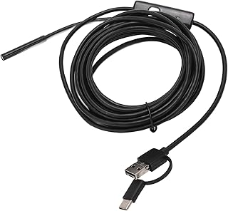 Focket HD Borescope, 5.5mm IP67 Waterproof USB Endoscope Camera with 6 Lights, Industrial Snake Camera for Pipe Inspection, Compatible with Phone, for Windows (5M)