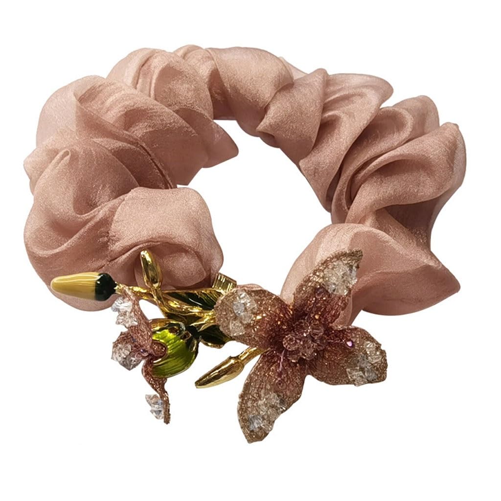 High End Hair Accessoriescrystal Clover Headweartie Headbandswomen's Large Intestine Rings(Gray)