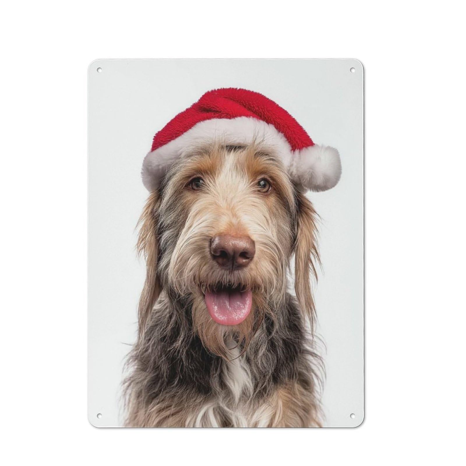 Junmoney Otterhound Dog With Santa Hat Rustic Metal Sign 40X30cm For Lounge Or Reading Corner, For Reading Corner Decorators