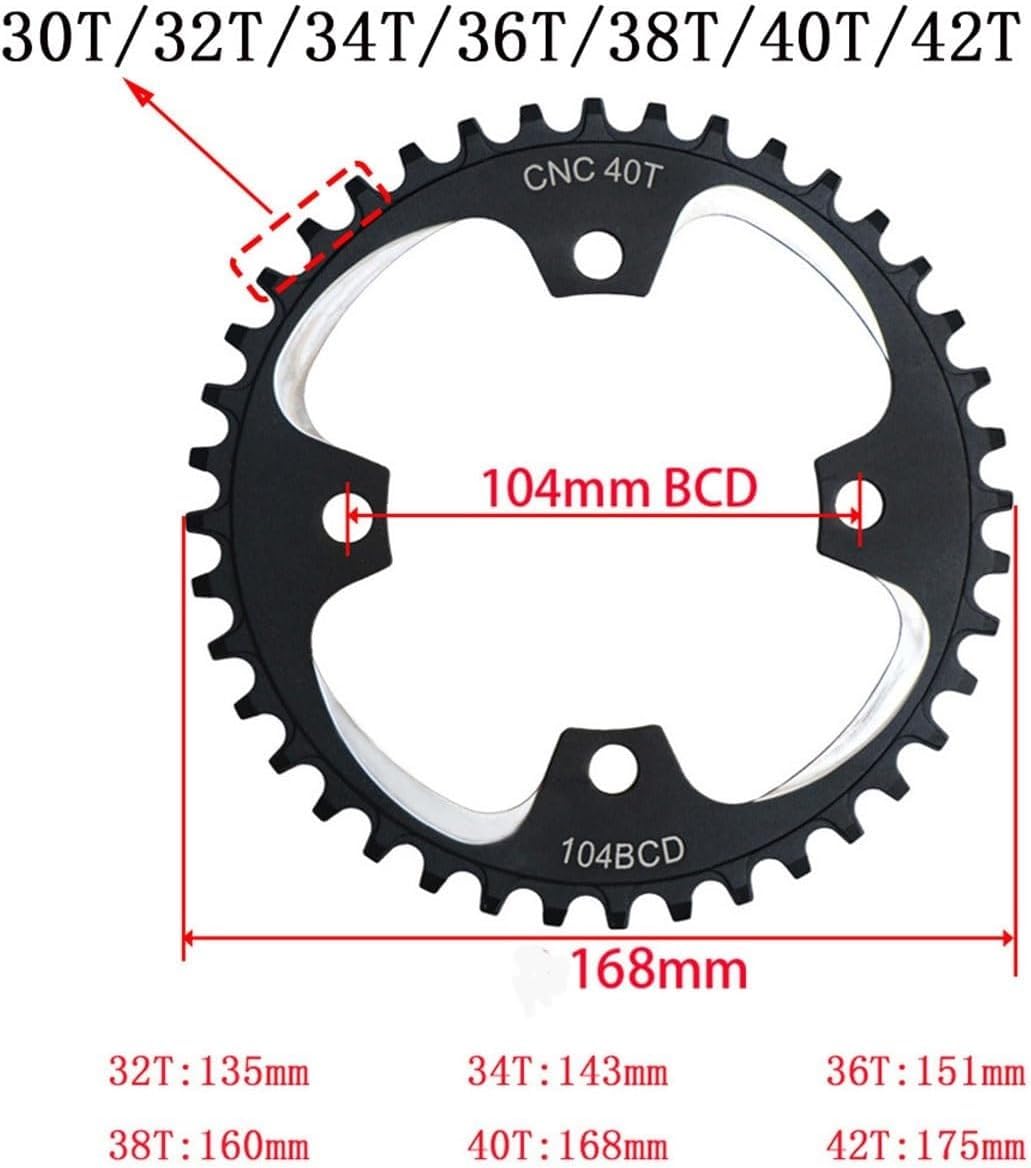Guarnitura A velocità Singola di Ricambio da 152/165/170 Mm (pedivelle, Disco A Dente Singolo) Il Set di Pedivelle È 30/32/34/36/38/40T for Bicicletta Pieghevole da Città