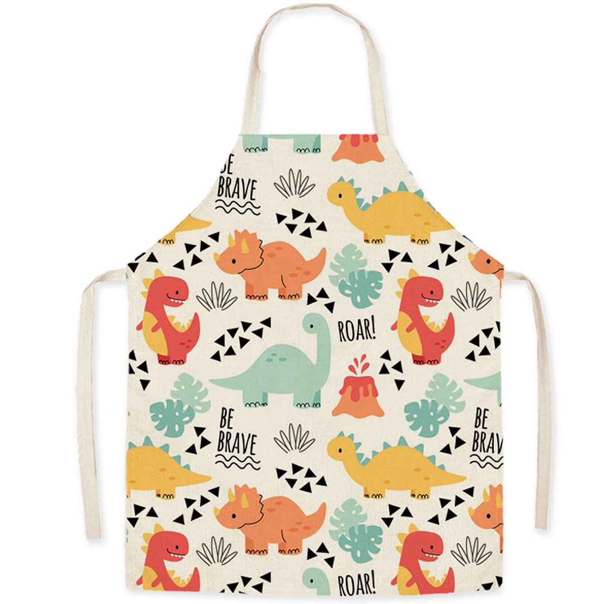 Fomaiself Unisex Kids Dinosaur Linen Apron - Cute Pattern, Kids Apron For Cooking, Baking, Painting, -Kids, Apron