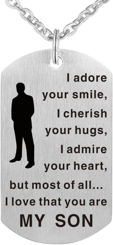 I Adore Your Smile I Admire Your Heart I Love That You are My Son - Meaningful Son Necklace Gift