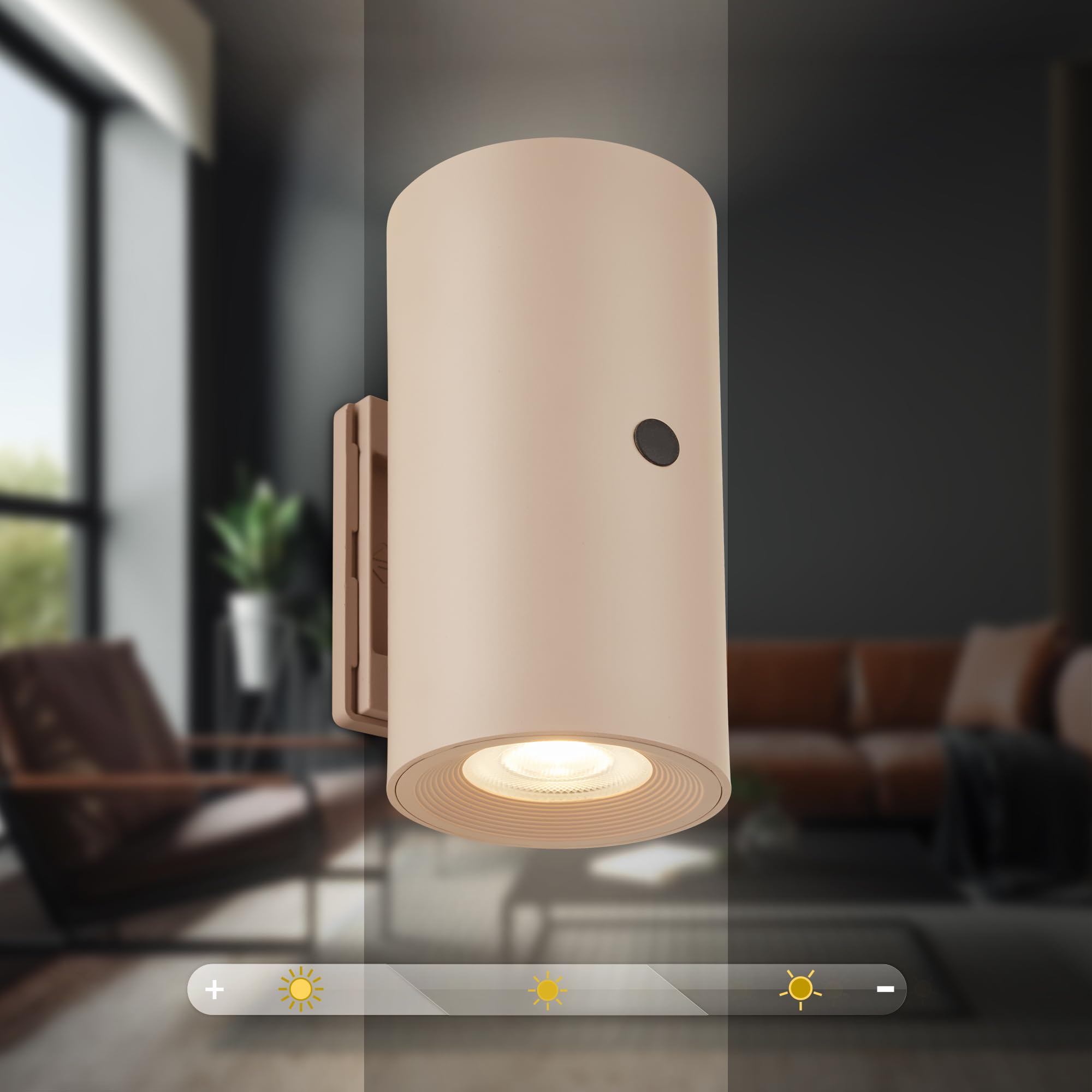 BRILONER Sticklights - LED Wandleuchte ohne Stromanschluss und ohne Bohren mit Akku, Touch, dimmbar, warmweißes Licht, Wandlampe zum Kleben, Leselampe, Wohnzimmerlampe, Flurlampe, 6,1x12 cm, Beige