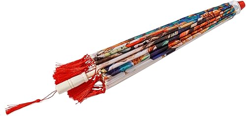 Miniatura 3 de THY COLLECTIBLES Sombrilla de seda clásica de estilo asiático de 33 pulgadas con borlas para bodas, fotografías, disfraces, cosplay, decoración y