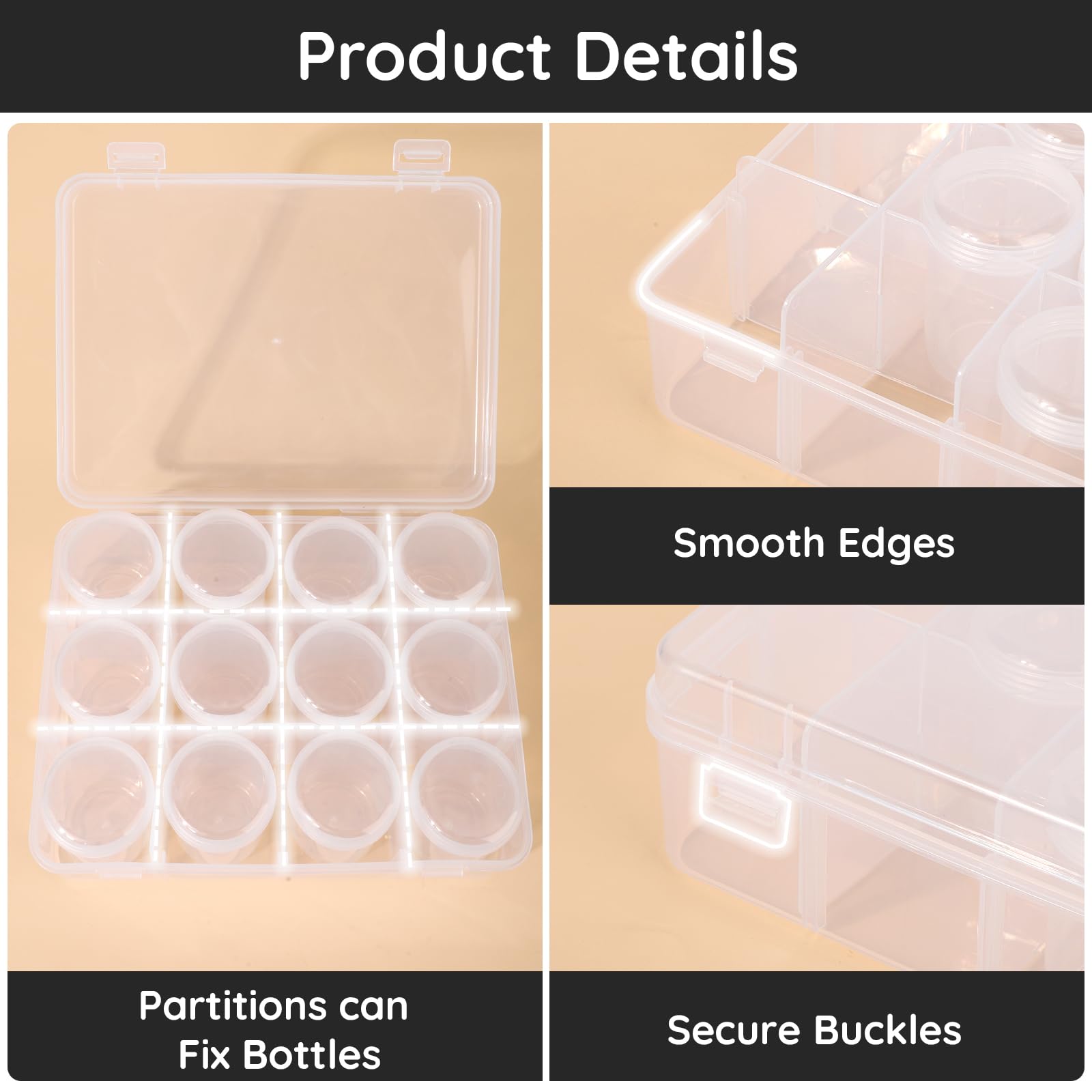 Scatola Organizer Con 12 Barattoli - Porta Oggetti Per Diamond Painting, Perline, Piccoli Accessori - Foto 6