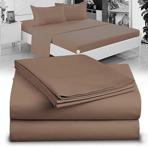 Miniatura 7 de Juego de sábanas de 4 piezas 100% microfibra doble cepillado, extrasuaves transpirables sin arrugas, bolsillo profundo 15 pulg., 54 x 80 pulg., cama