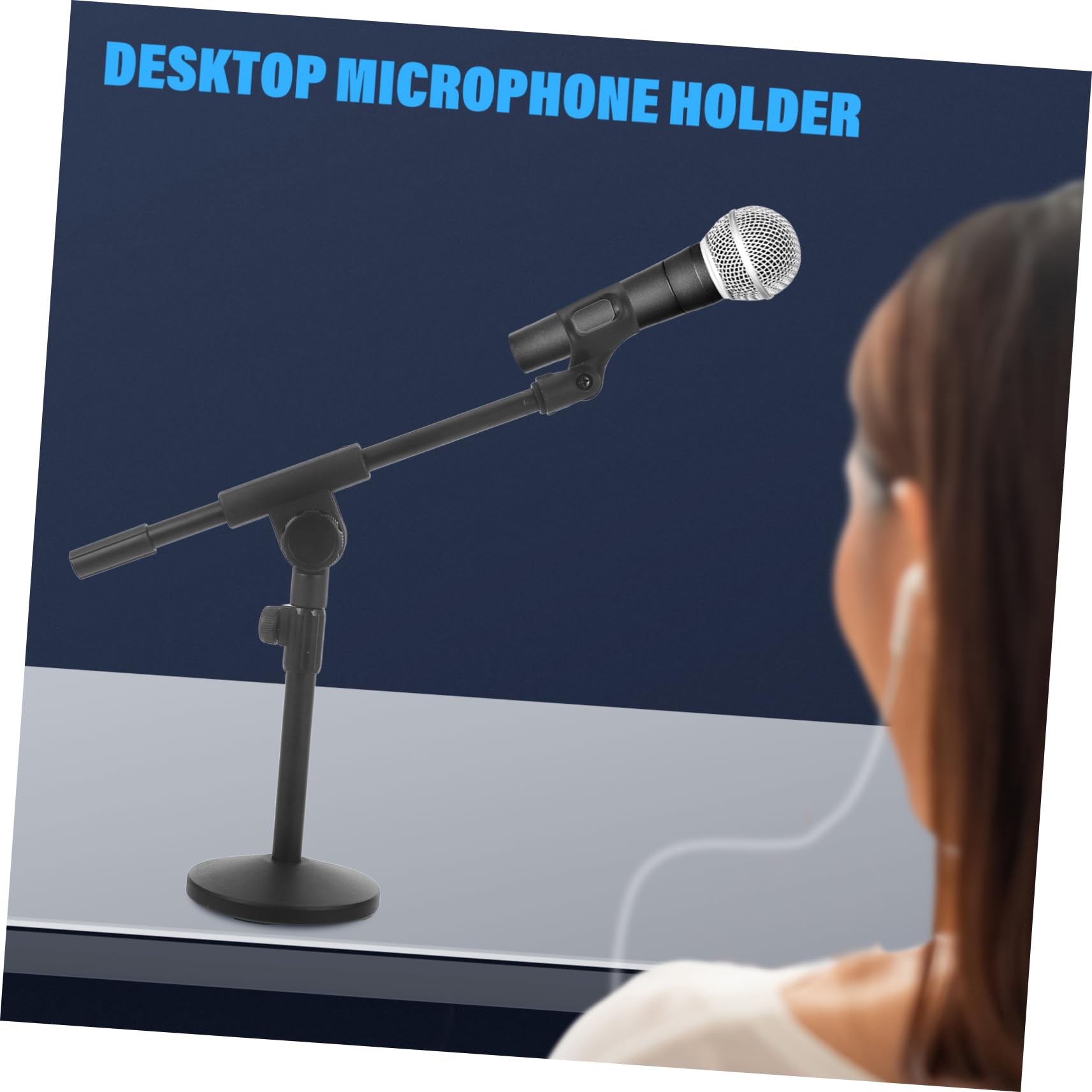 Supporto Microfono Da Tavolo Regolabile Con Asta Telescopica Stabile e Base Rotonda Pesante Per Registrazioni e Performance Professionali e Amatoriali