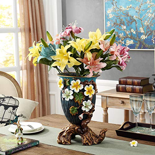 Grote Keramische Vaas Keramische Handgeperste Bloem Kantoor Woonkamer Tv Kast Veranda Studie Vloer Vaas Gedroogde Bloem Simulatie Bloem Decoratieve Vaas 41x30x26cm - Afbeelding 4