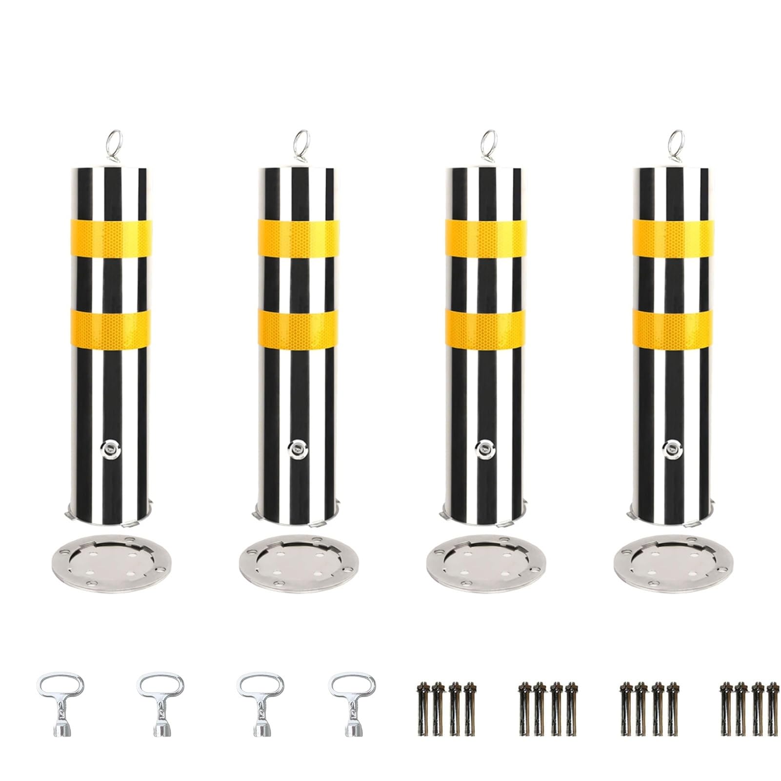 Borne amovible en acier inoxydable avec bande réfléchissante pour sécurité routière | Lot de 4