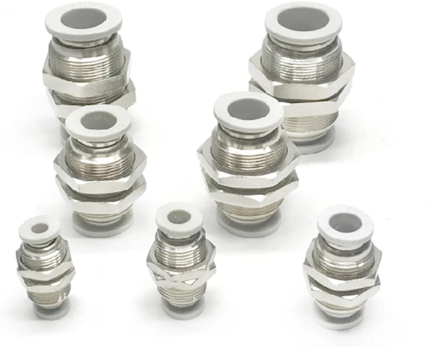 White Cap Press-Fit 4/6/8/10/12/14mm OD Tube Pneumatic Bulkhead Nickel Plated Brass Push In Connector Quick Release Air Fitting(16mm)