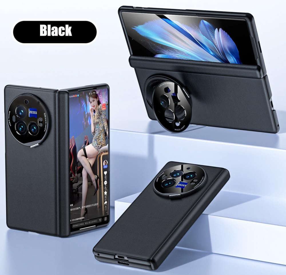 Skórzany Etui do VIVO X Fold3 Pro Uchwyt, Zawiasny Etui do Telefonu dla X Fold 3 Pro, Powłoka Telefonu Komórkowego, Rama Wsparcia