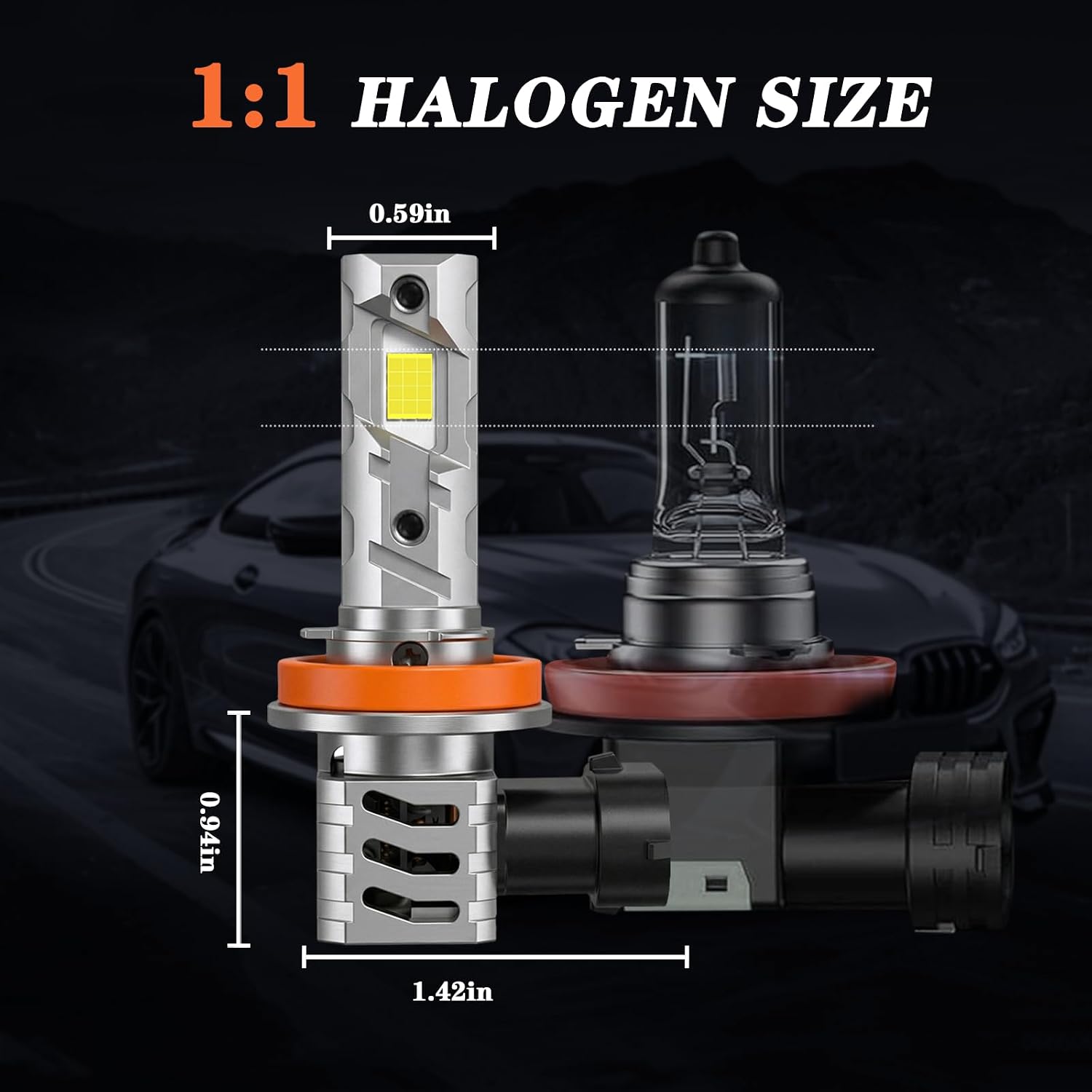 2pcs H11 LED Fog Light Bulbs 40W 45000LM CSP Chip 6500K Cool White image 3