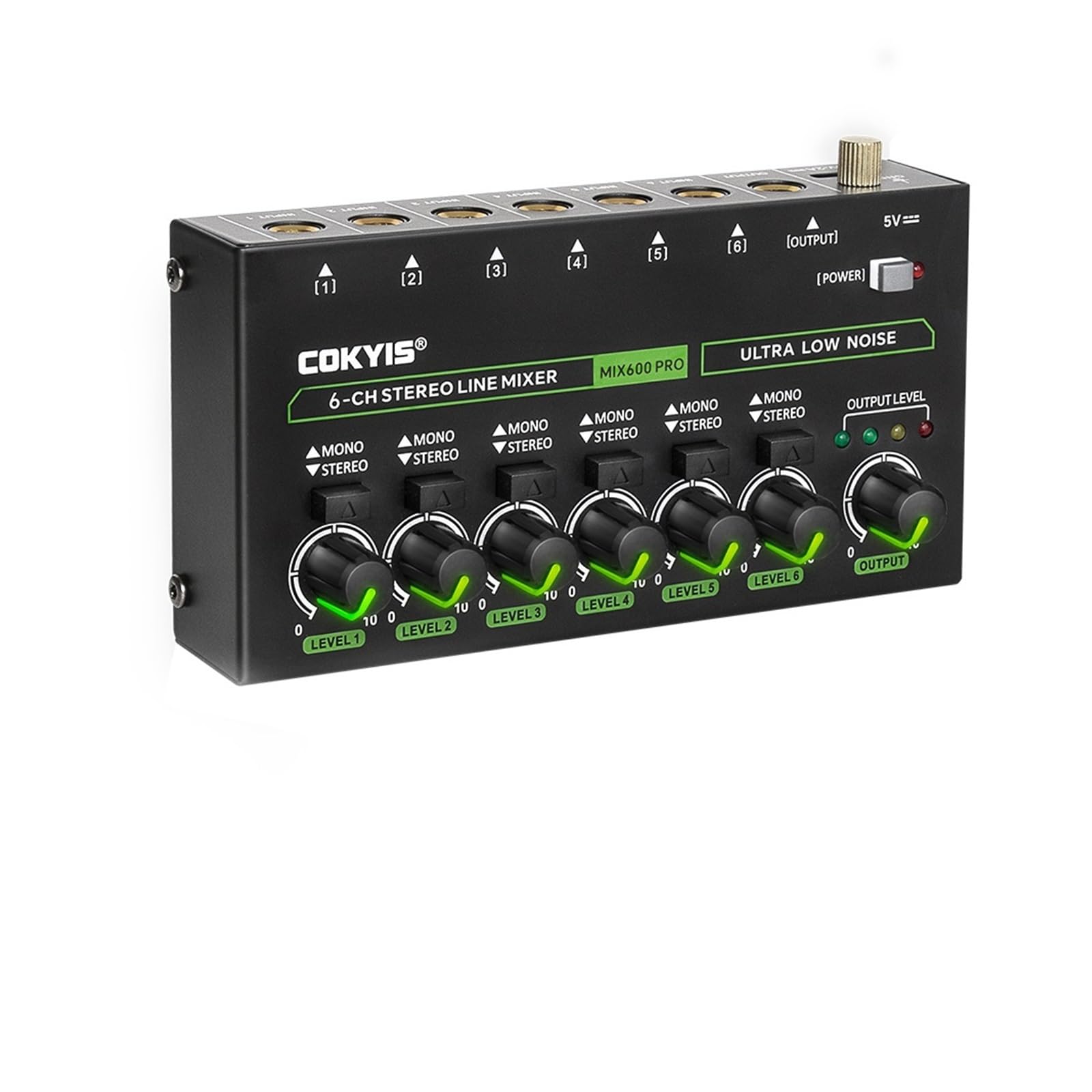 Mini mezclador MIX600 de 6 canales, fuente de alimentación DC5V, control de micrófono independiente, mezclador for profesionales y principiantes