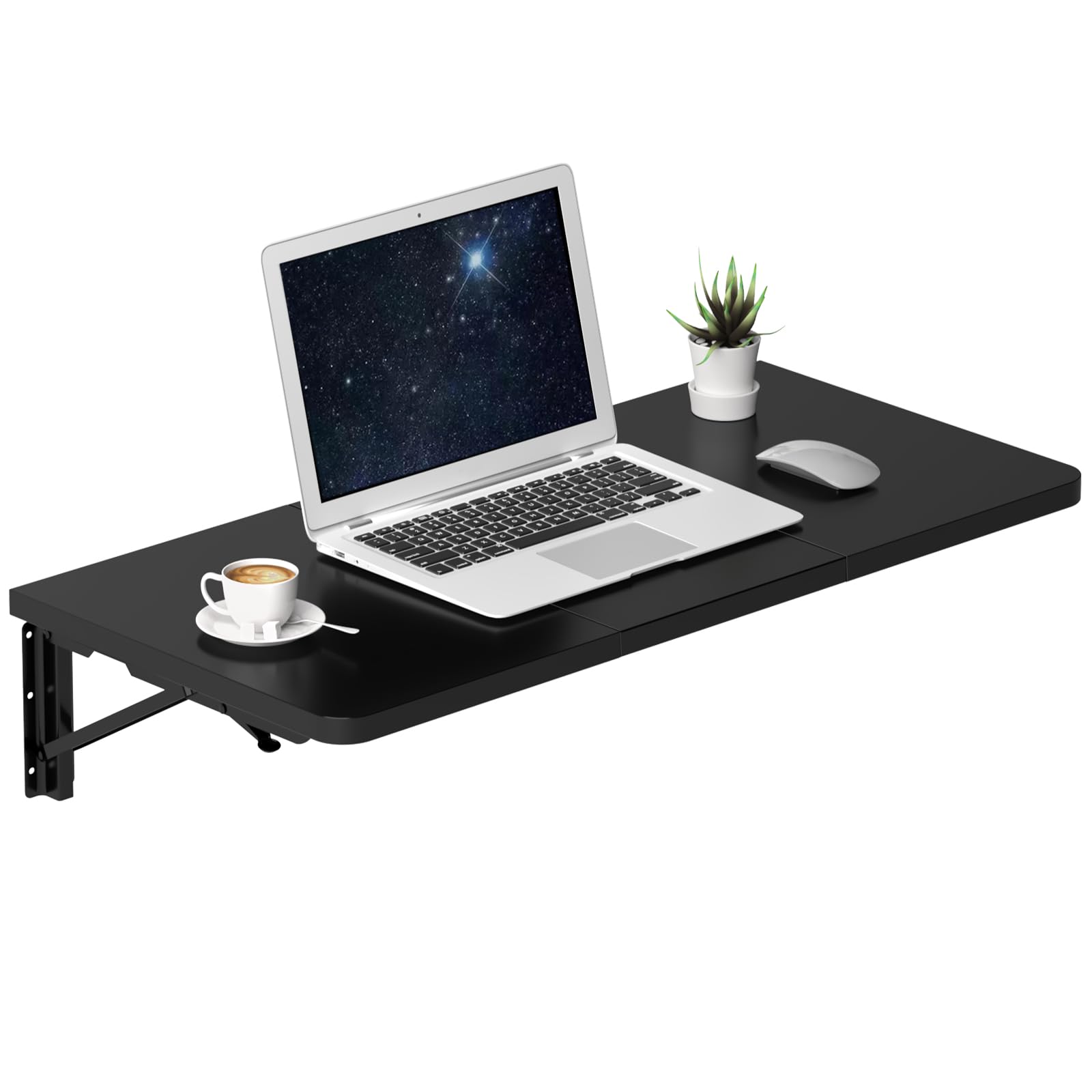 TEAMIX Wall Mounted Desk, Folding Table for Small Spaces, Wall Floating Desk with Heavy Duty Brackets for Laundry Room,Kitchen,Office Storage