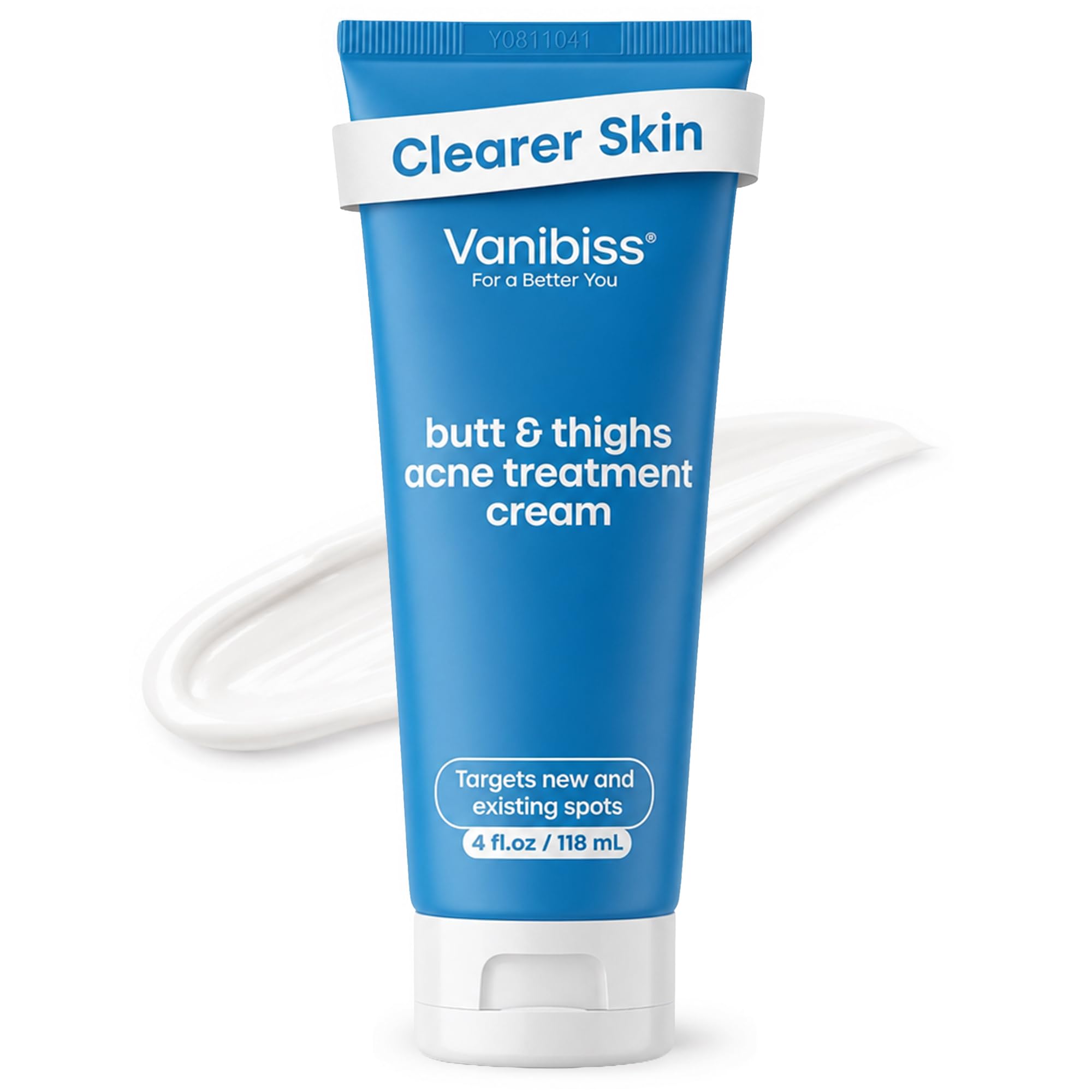 Vanibiss Butt & Thighs Acne Treatment Cream - Reduce Bum Acne, Pimples & Zits - Clearing Acne Lotion for Buttocks - 2% Salicylic Acid for Acne Prone Skin (4oz)