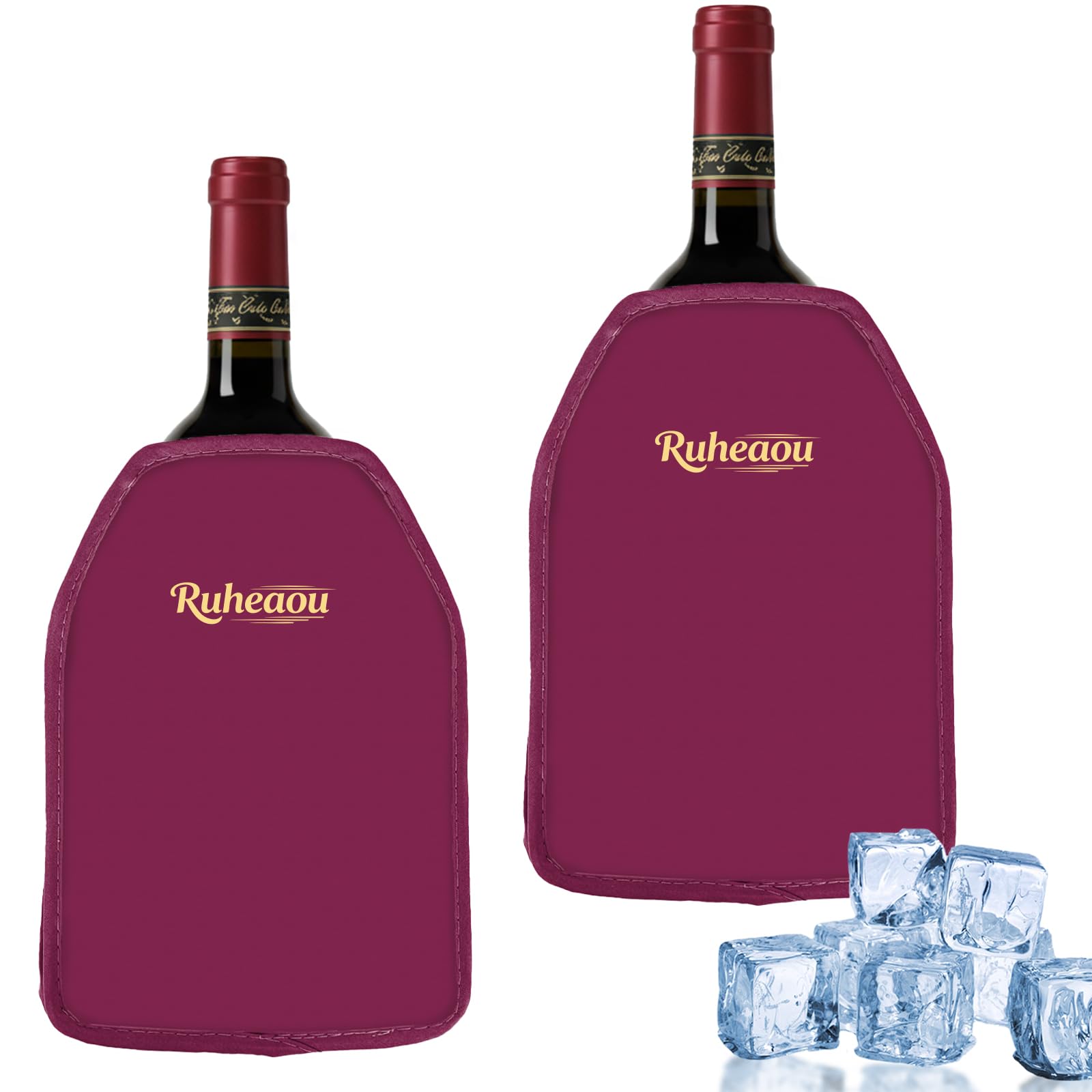 Wine Cooler Sleeve, Wine Bottle Gel Cooler Sleeve Freezer Chiller, Long Lasting Keep Wine Cool and Chill Sleeve for Prosecco Champagne Beer Wine Bottles(2count) (red)