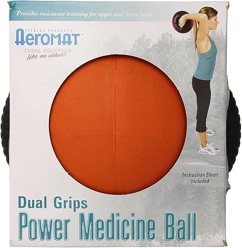 Miniatura 10 de Aeromat Pelotas medicinales de doble agarre para entrenamiento abdominal y movimientos de rotación, 9.1in de diámetro, con código de colores