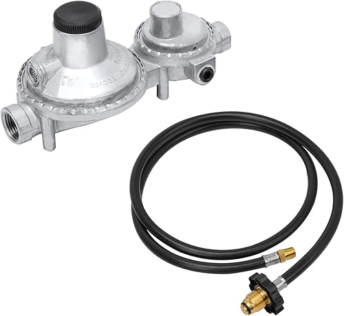 only fire Regulador vertical de propano de dos etapas para tanque de propano, entrada NPT hembra de 14 pulgadas y salida NPT hembra de 38 pulgadas only fire Regulador vertical de propano de dos etapas para tanque de propano, entrada NPT hembra de 14 pulgadas y salida NPT hembra de 38 pulgadas