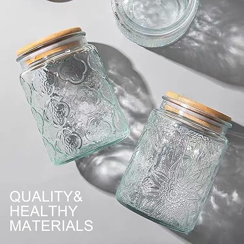 Miniatura 4 de BEWAVE Tarro de vidrio vintage, paquete de 2, recipientes de almacenamiento de alimentos de 24 onzas, tarros transparentes con tapa hermética para