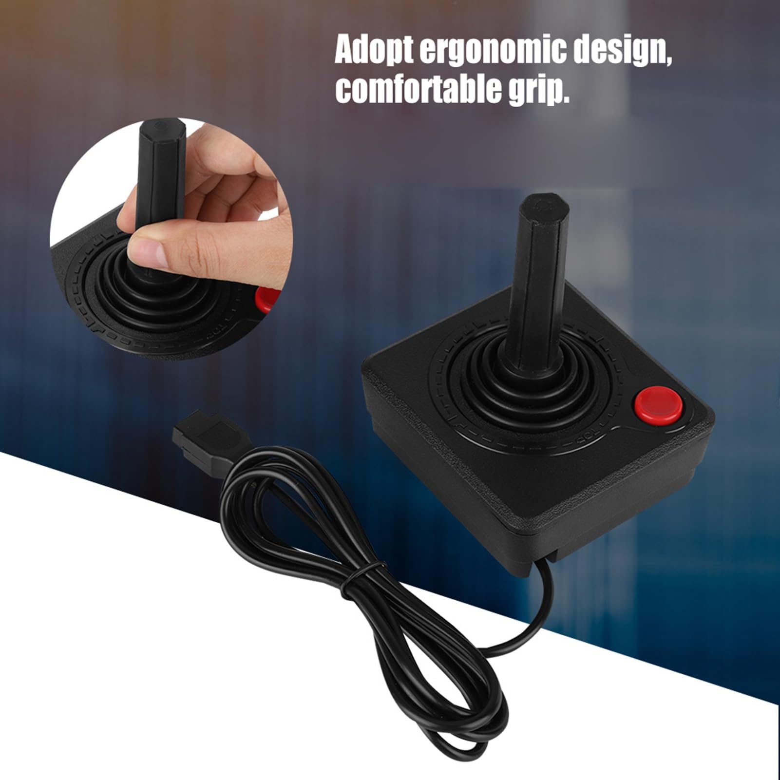 Manette de jeu analogique rétro classique 3D, avec un bouton de commande et une manette à quatre directions, commande de jeu for 2600, compatible avec la console for 7800,