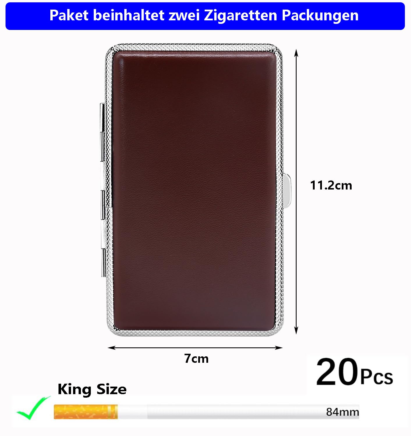 Portasigarette In Similpelle PU - Doppio Per 20 Sigarette Compatto Ed Elegante 5 Colori A 898683
