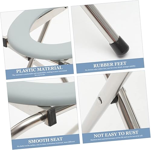 Miniatura 7 de Healifty Silla plegable para inodoro para automóvil, silla plegable para adultos, forros para orinales al aire libre, taburete para acampar, Porta,