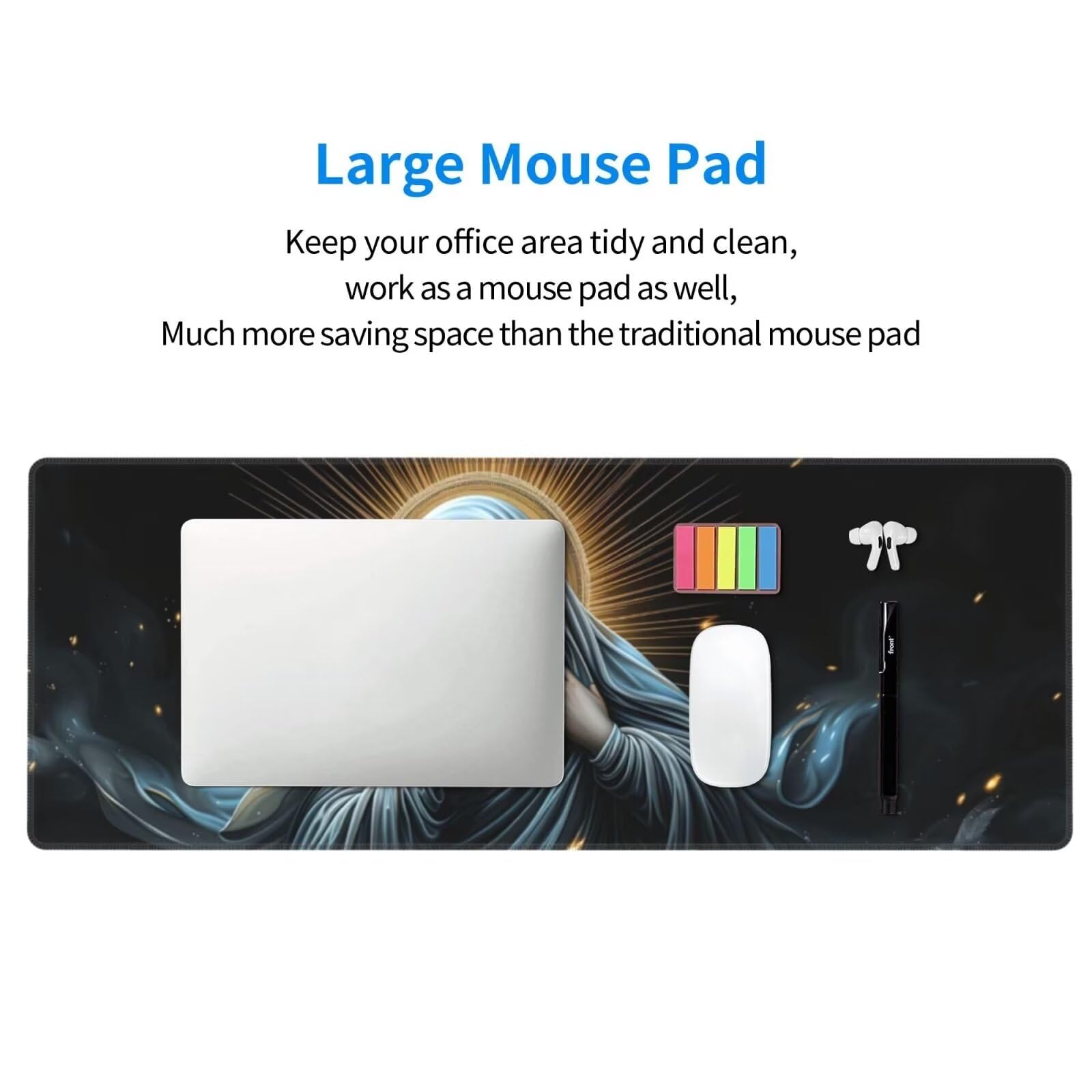 Tappetino Mouse, Tappetino Mouse Gaming Grande XXL 1500x800x3mm Tappetino Scrivania Mouse Pad, Base in Gomma Antiscivolo, Bordi Cuciti,Lavabile, Mousepad per Ufficio e Gaming (Nostra Signora) R-610