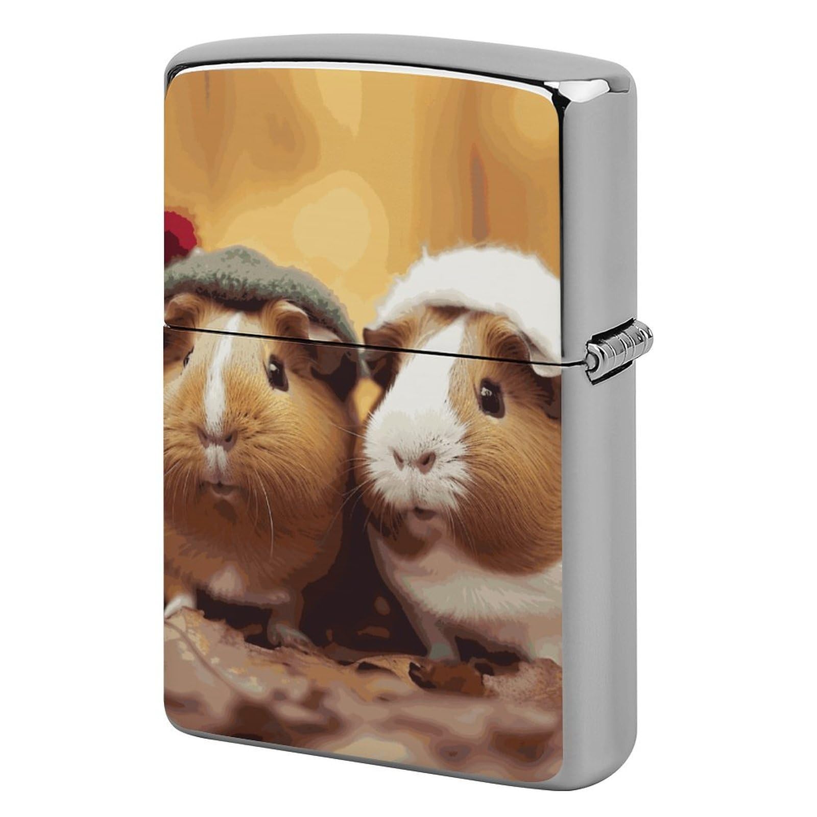 Cute Guinea Pigs Lighter Case Cover Vintage Metal Lighter Sleeve Reusable Lighter Protective Cover Decorative Lighter Holder Birthday Gifts for Men Women