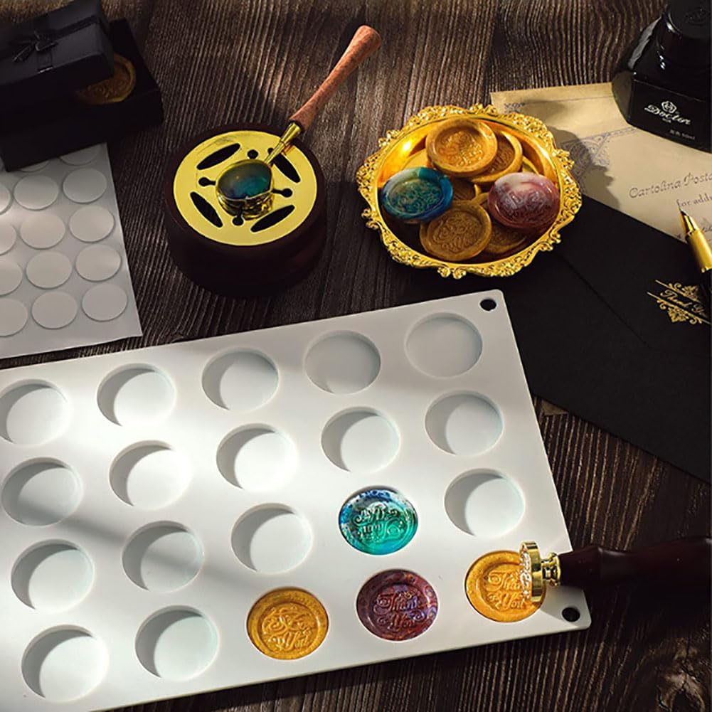 Silicone Stamp Mold Flat Round Disc Mold Adhesive Waxing Mold Chocolate Cake Mold Baking Mold Tray Soap Making Mold Easy Release Molds
