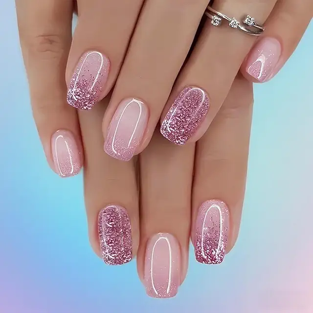 SanFangyue 24Pcs Kurze Press On Nägel - Französische Spitzen Gel-Kunstnägel zum Aufkleben
