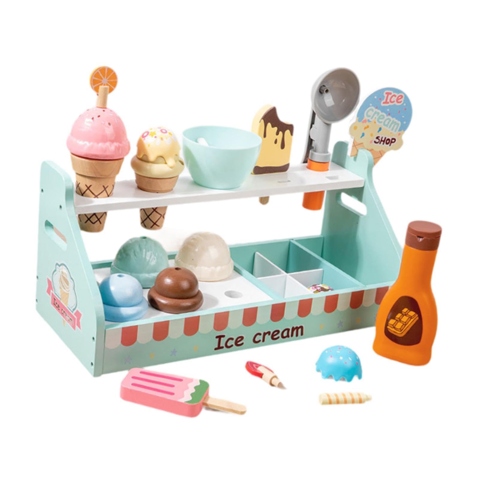 Juego de Helados de Madera, Juguete de Comida de Juguete, Juego de Helados