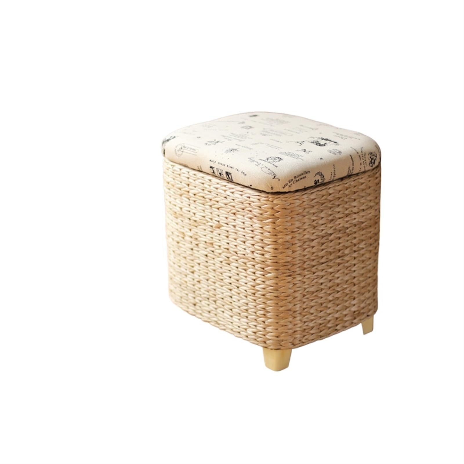 Rattan Laundry Basket Laundry Chest Seat Padded Honey Hallway Bench Storage Box with Lid Bathroom Stool Stool Laundry Hamper Seat Chest Natural