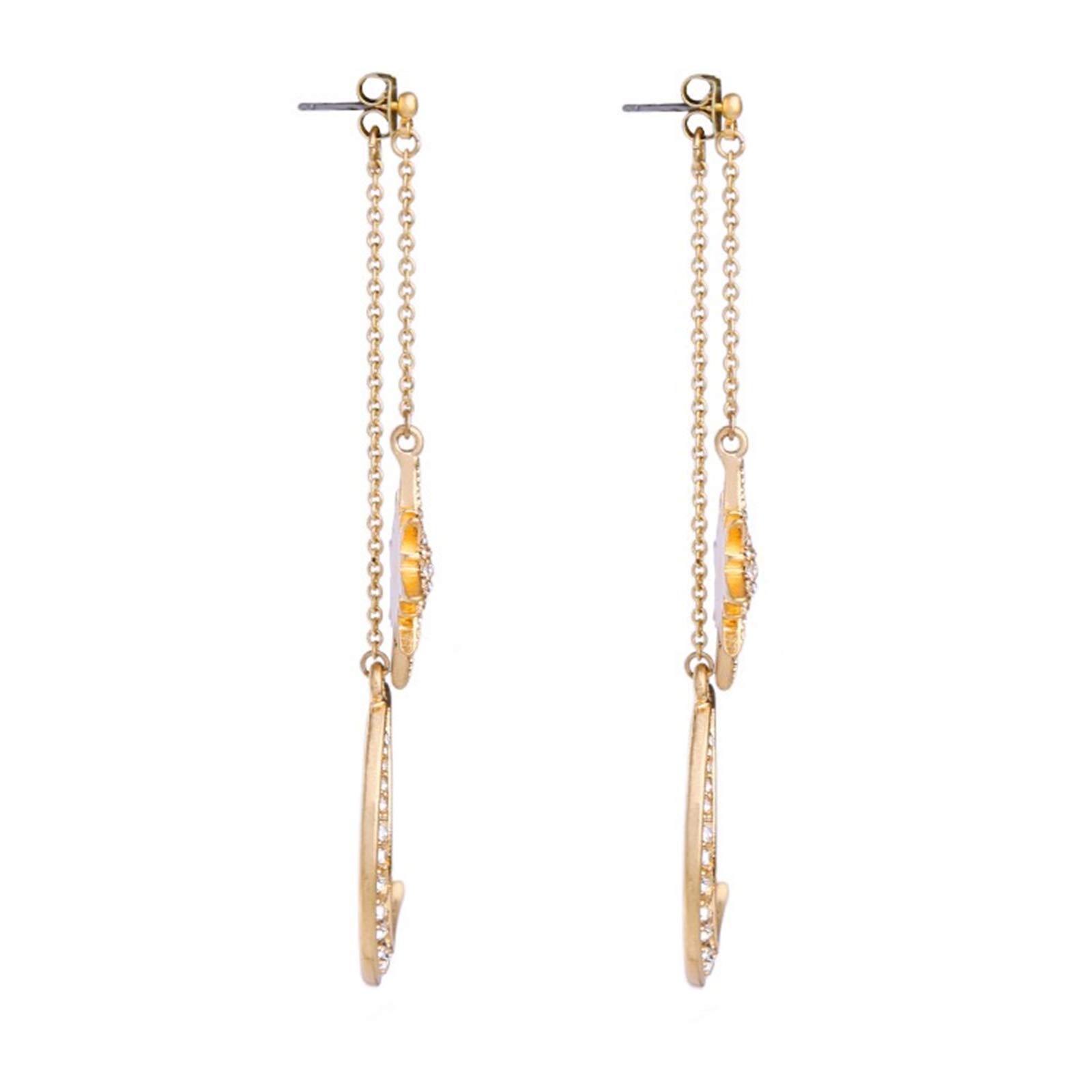 Boucles d'oreilles pendantes bohèmes en forme de lune et d'étoile asymétriques en cristal lune et soleil goutte - Longues boucles d'oreilles rétro exquises style punk accessoires bijoux pour
