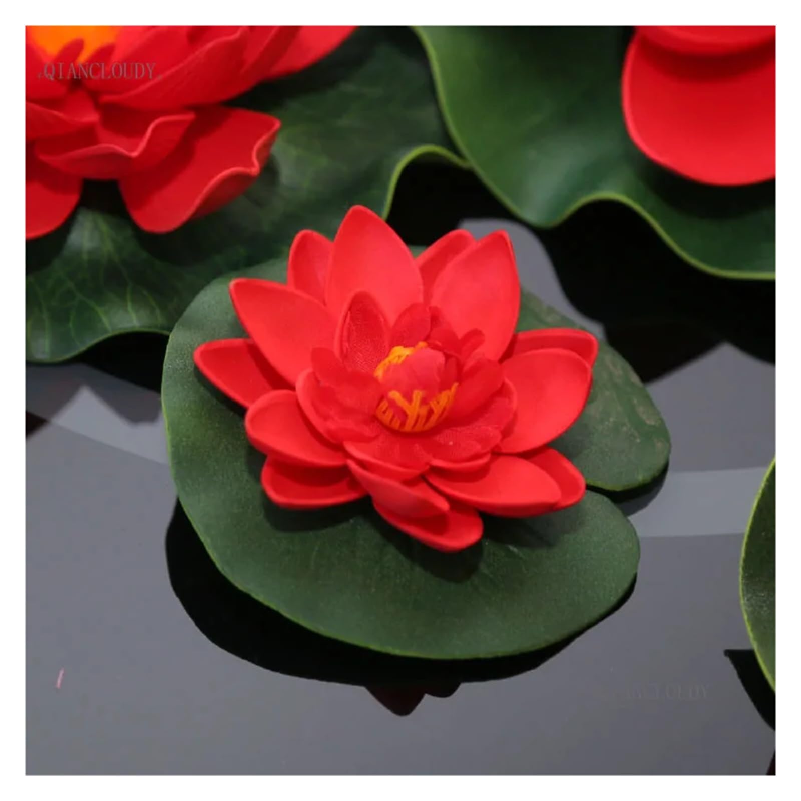 DUNSBY Artificial Lotus Artificial RED Lotus Leaves flowers Water Lily fake ponds swimming Floating Pool home garden Plants Wedding(B98)