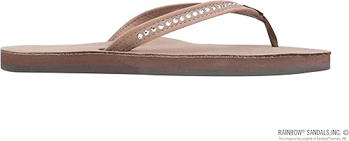 Miniatura 4 de Rainbow Sandals Mujer de una sola capa de cuero de primera calidad con correa estrecha de cristal Swarovski