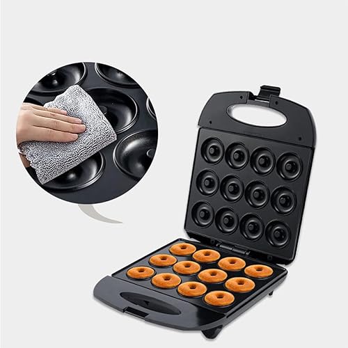 Miniatura 7 de PochY Mini máquina de donas, 12 agujeros, para desayuno, aperitivos, postres con superficie antiadherente, hace 12 donas impresas en donas.