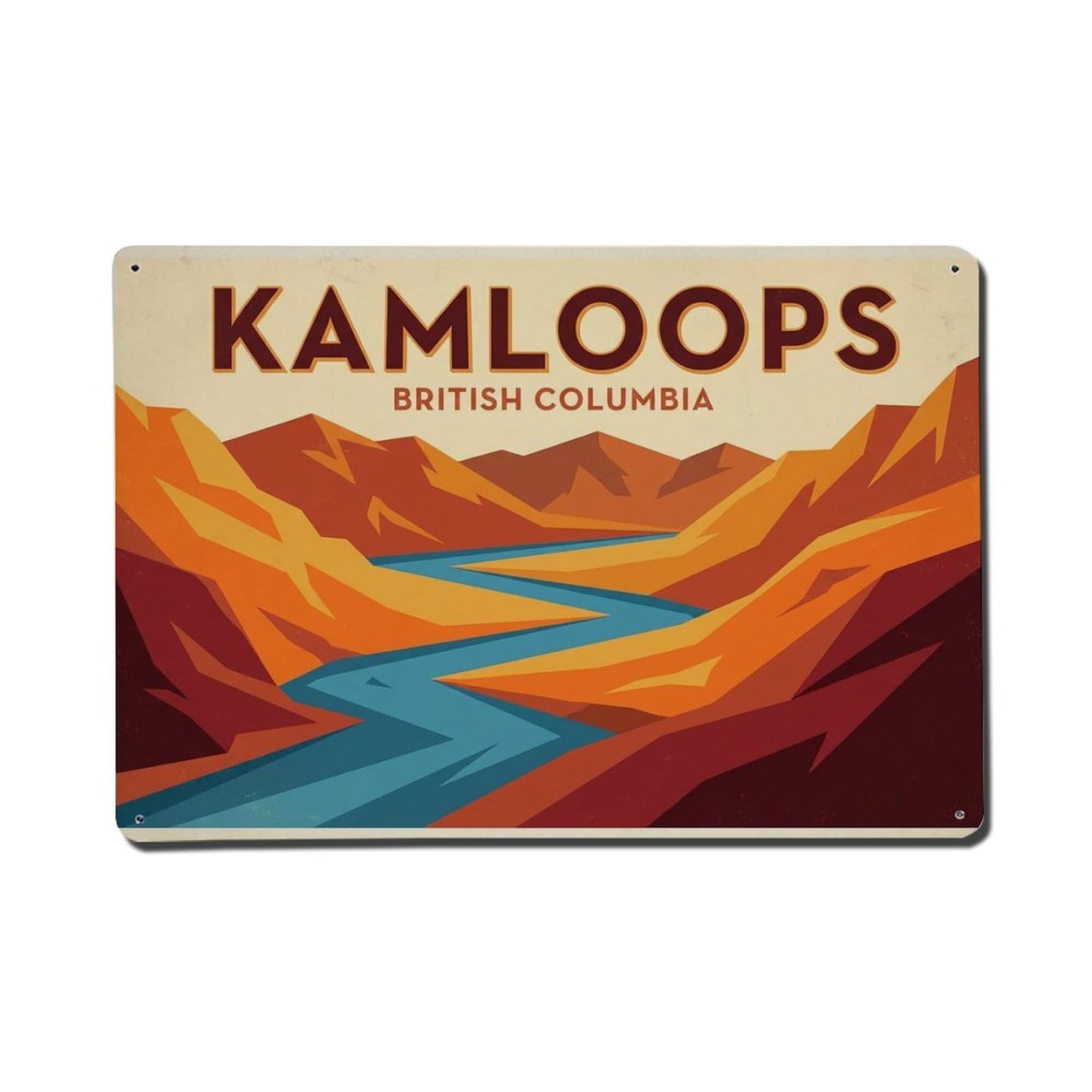 Cwbufd 8X12inch(20X30cm) Travel Vintage Canada Kamloops Metal Tin Sign Plaque Wall Decor For Cafe, Club Bar, Office, Garden Metal Poster 8X12inch