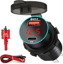 USB Socket 12V USB C Socket Car Wired Multi Port | PD20W QC18W 12V Recessed Socket for iPhone Android, Suitable for Car Boat Marine